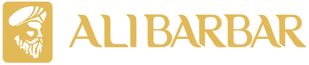 Brand logo in gold color